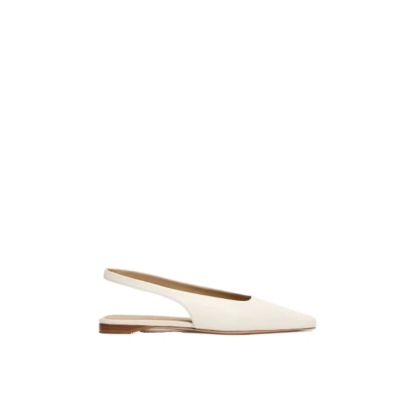 Manna Nappa Leather Flat Slingbacks in Ivory