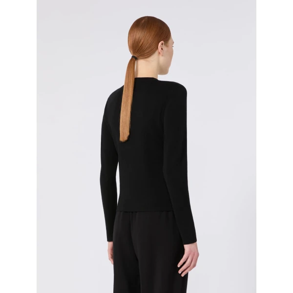 Max Mara Manto Embossed Logo Wool Sweater in Black | Sweaters | Luxury Shoes 