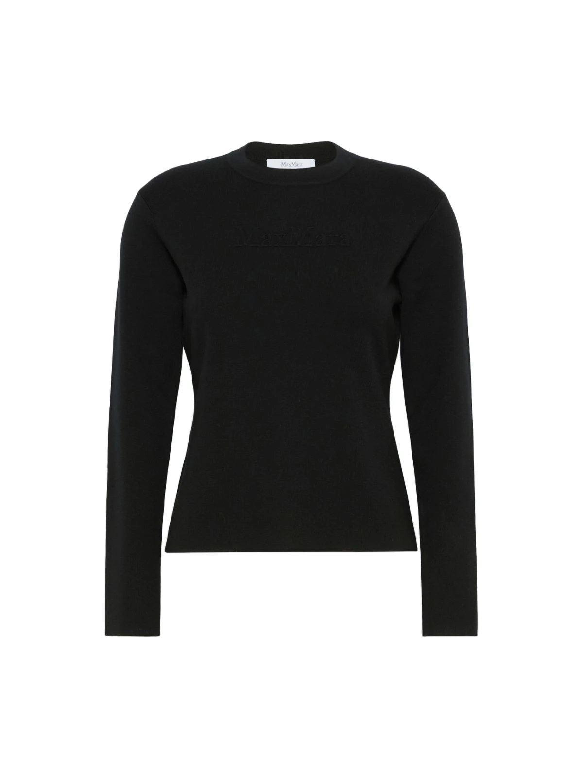 Max Mara Manto Embossed Logo Wool Sweater in Black Max Mara Manto Embossed Logo Wool Sweater in Black | Sweaters | Luxury Shoes