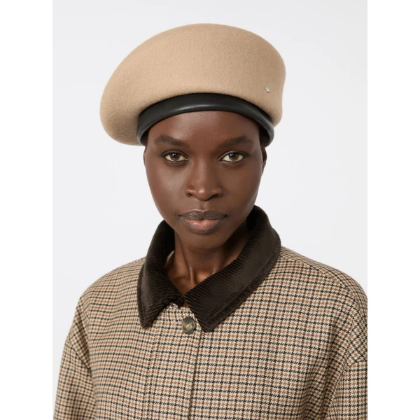 Max Mara Manto Wool Felt Beret in Camel | Hats | Luxury Shoes 