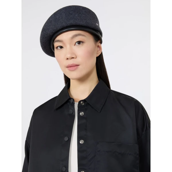 Max Mara Manto Wool Felt Beret in Medium Grey | Hats | Luxury Shoes 