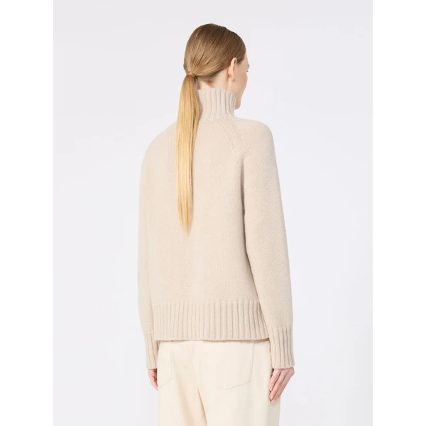 Max Mara Mantova Wool and Cashmere Polo-Neck Sweater in Albino White | Turtlenecks | Luxury Shoes 