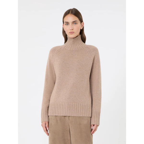 Max Mara Mantova Wool and Cashmere Polo-Neck Sweater in Clay | Turtlenecks | Luxury Shoes 