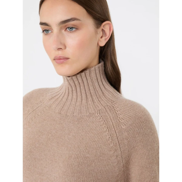Max Mara Mantova Wool and Cashmere Polo-Neck Sweater in Clay | Turtlenecks | Luxury Shoes 