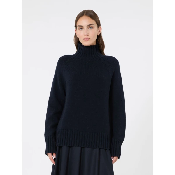 Max Mara Mantova Wool and Cashmere Polo-Neck Sweater in Ultramarine | Turtlenecks | Luxury Shoes 