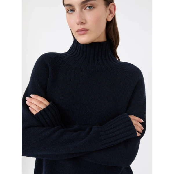 Max Mara Mantova Wool and Cashmere Polo-Neck Sweater in Ultramarine | Turtlenecks | Luxury Shoes 