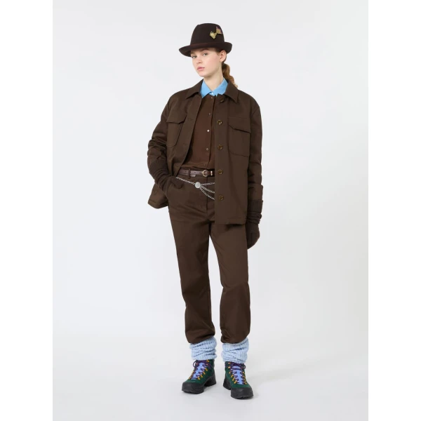 Max Mara Maranta Cotton Satin Trousers in Brown | Tailored pants | Luxury Shoes 