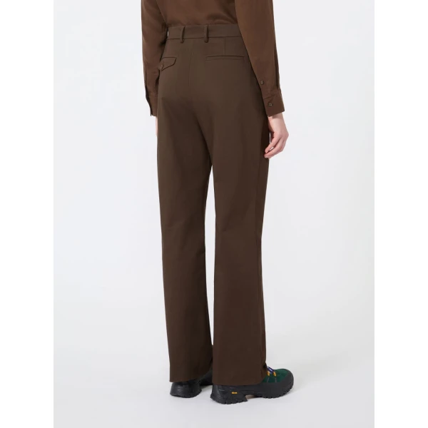 Max Mara Maranta Cotton Satin Trousers in Brown | Tailored pants | Luxury Shoes 