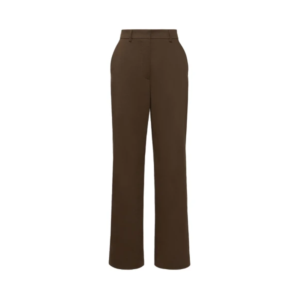 Max Mara Maranta Cotton Satin Trousers in Brown | Tailored pants | Luxury Shoes 