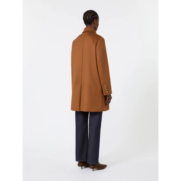 Max Mara Maranta Double-Breasted Wool Broadcloth Coat in Tobacco | Wool Coat | Luxury Shoes 