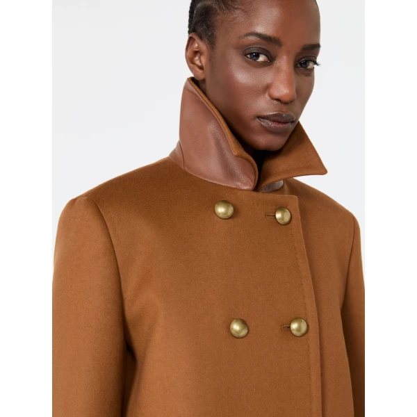 Max Mara Maranta Double-Breasted Wool Broadcloth Coat in Tobacco | Wool Coat | Luxury Shoes 