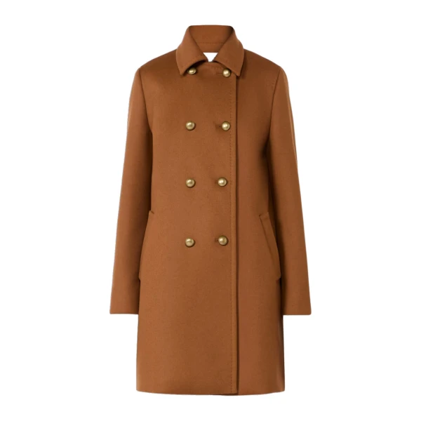 Max Mara Maranta Double-Breasted Wool Broadcloth Coat in Tobacco | Wool Coat | Luxury Shoes 