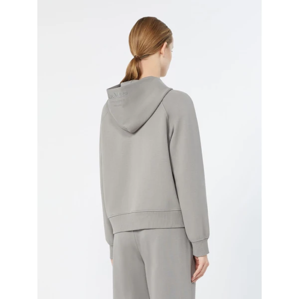 Max Mara Marea Technical Cotton Jersey Sweatshirt in Pearl Grey | Sweaters | Luxury Shoes 