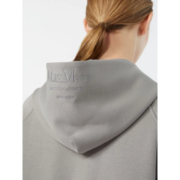 Max Mara Marea Technical Cotton Jersey Sweatshirt in Pearl Grey | Sweaters | Luxury Shoes 