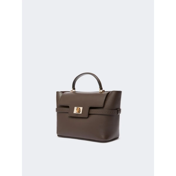 Max Mara Margaux Extra Small Leather Bag in Dark Brown | Mini Bags | Luxury Shoes 