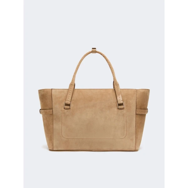 Max Mara Margaux Medium Suede Bag in Beige | Totes & Top-Handle Bags | Luxury Shoes 