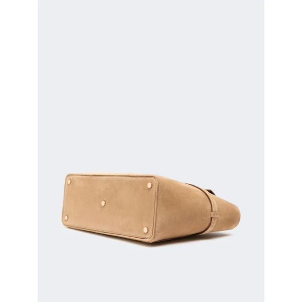 Max Mara Margaux Medium Suede Bag in Beige | Totes & Top-Handle Bags | Luxury Shoes 