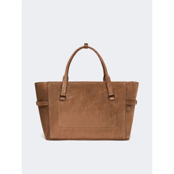 Max Mara Margaux Medium Suede Bag in Brown | Totes & Top-Handle Bags | Luxury Shoes 