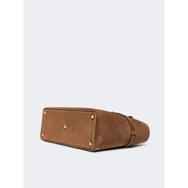 Max Mara Margaux Medium Suede Bag in Brown | Totes & Top-Handle Bags | Luxury Shoes 