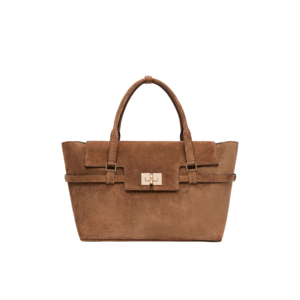 Max Mara Margaux Medium Suede Bag in Brown | Totes & Top-Handle Bags | Luxury Shoes 