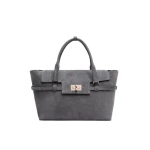 Max Mara Margaux Medium Suede Bag in Medium Grey | Totes & Top-Handle Bags | Luxury Shoes 