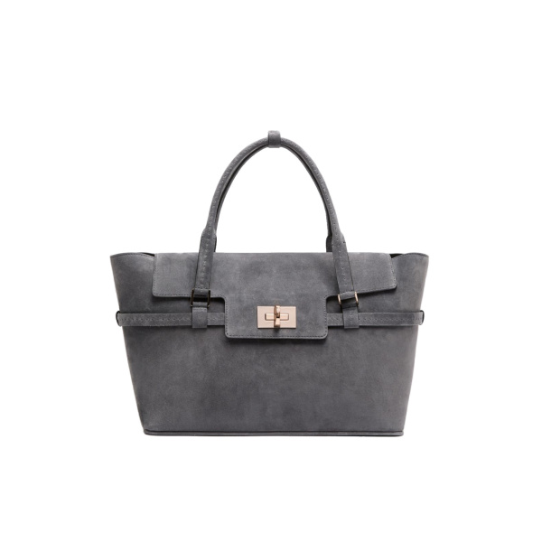 Max Mara Margaux Medium Suede Bag in Medium Grey | Totes & Top-Handle Bags | Luxury Shoes 