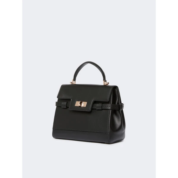 Max Mara Margaux Smooth Leather Handbag in Black | Totes & Top-Handle Bags | Luxury Shoes 