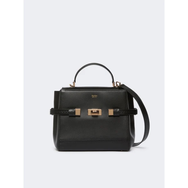 Max Mara Margaux Smooth Leather Handbag in Black | Totes & Top-Handle Bags | Luxury Shoes 