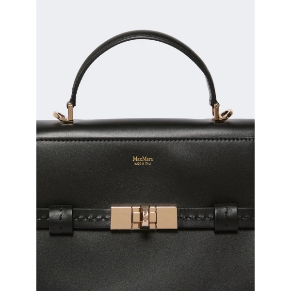 Max Mara Margaux Smooth Leather Handbag in Black | Totes & Top-Handle Bags | Luxury Shoes 