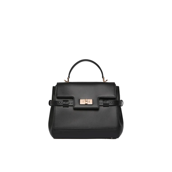 Margaux Smooth Leather Handbag in Black