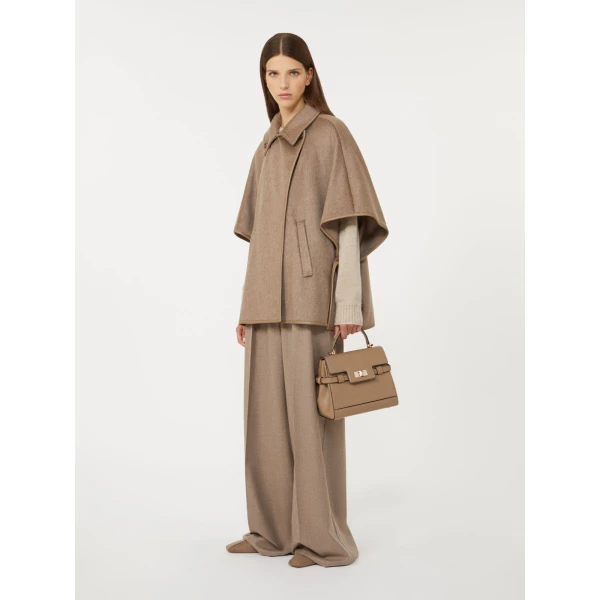 Max Mara Margaux Smooth Leather Handbag in Mud | Totes & Top-Handle Bags | Luxury Shoes 