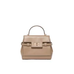 Max Mara Margaux Smooth Leather Handbag in Mud | Totes & Top-Handle Bags | Luxury Shoes 