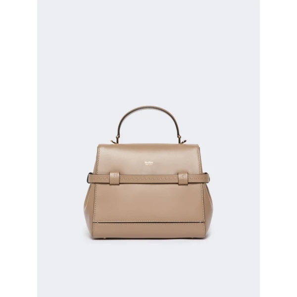 Max Mara Margaux Smooth Leather Handbag in Mud | Totes & Top-Handle Bags | Luxury Shoes 