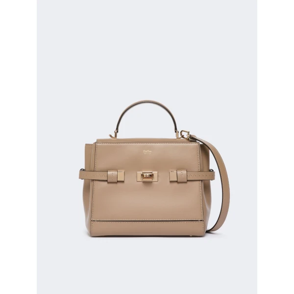 Max Mara Margaux Smooth Leather Handbag in Mud | Totes & Top-Handle Bags | Luxury Shoes 