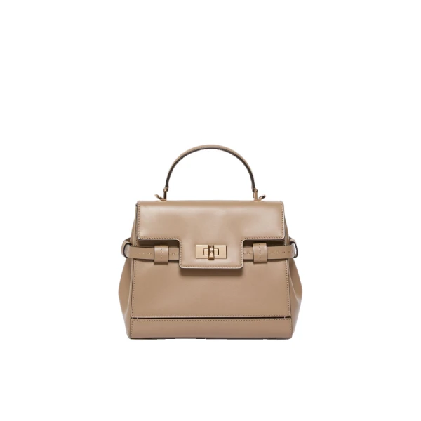 Margaux Smooth Leather Handbag in Mud