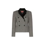 Max Mara Marina Double-Breasted Wool and Silk Jacket in White Black | Blazers | Luxury Shoes 