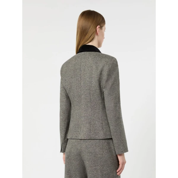 Max Mara Marina Double-Breasted Wool and Silk Jacket in White Black | Blazers | Luxury Shoes 