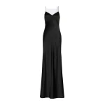 Max Mara Maroso Silk Satin Slip Dress in Black | Evening Gowns | Luxury Shoes 