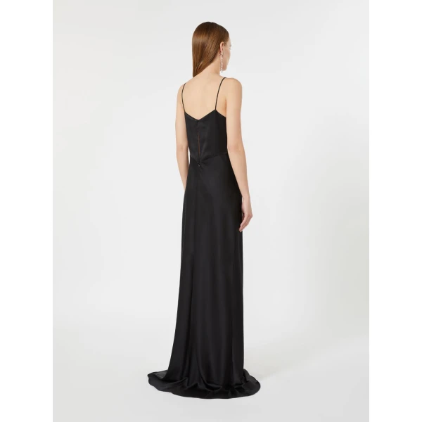 Max Mara Maroso Silk Satin Slip Dress in Black | Evening Gowns | Luxury Shoes 