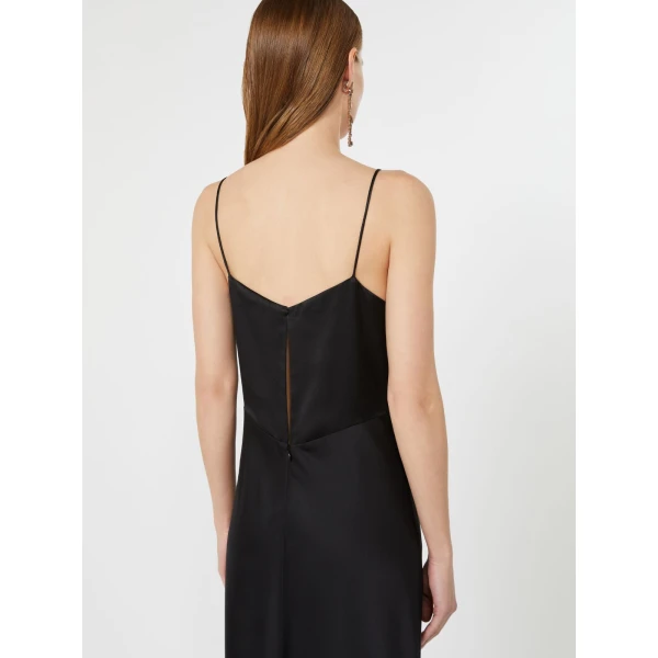 Max Mara Maroso Silk Satin Slip Dress in Black | Evening Gowns | Luxury Shoes 