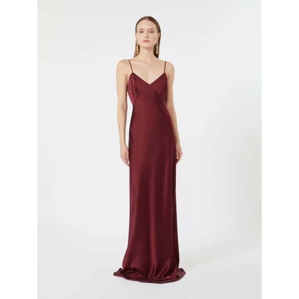 Max Mara Maroso Silk Satin Slip Dress in Bordeaux | Evening Gowns | Luxury Shoes 
