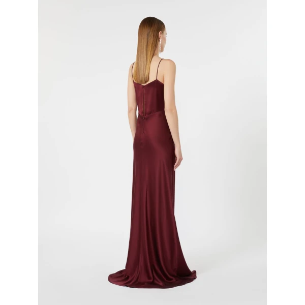 Max Mara Maroso Silk Satin Slip Dress in Bordeaux | Evening Gowns | Luxury Shoes 