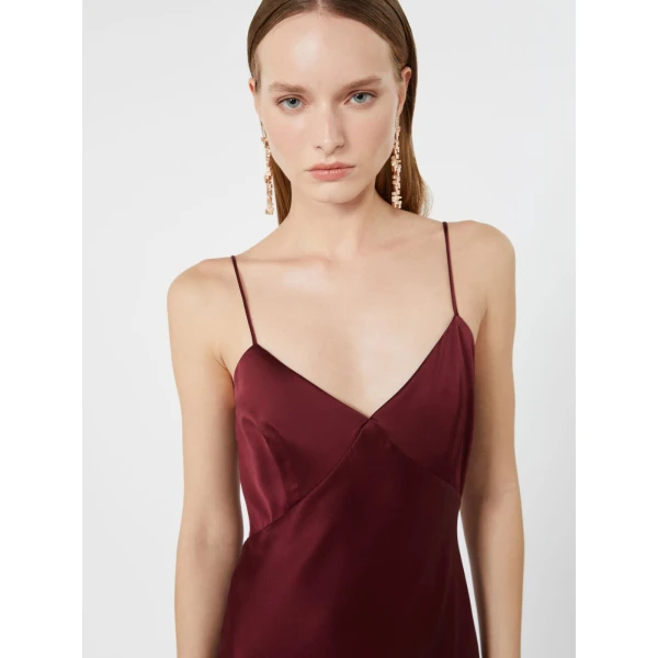 Max Mara Maroso Silk Satin Slip Dress in Bordeaux | Evening Gowns | Luxury Shoes 