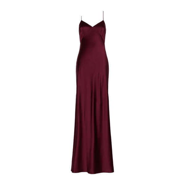 Max Mara Maroso Silk Satin Slip Dress in Bordeaux | Evening Gowns | Luxury Shoes 