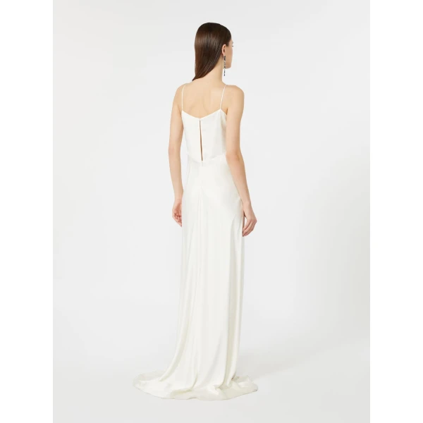 Max Mara Maroso Silk Satin Slip Dress in Silk White | Evening Gowns | Luxury Shoes 