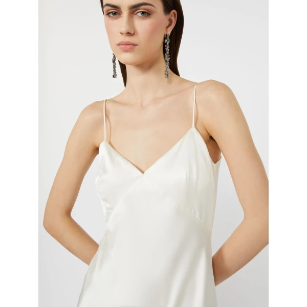 Max Mara Maroso Silk Satin Slip Dress in Silk White | Evening Gowns | Luxury Shoes 