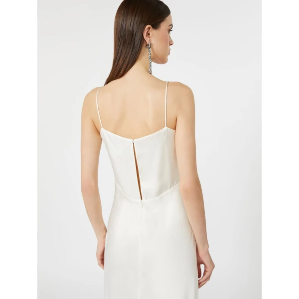 Max Mara Maroso Silk Satin Slip Dress in Silk White | Evening Gowns | Luxury Shoes 