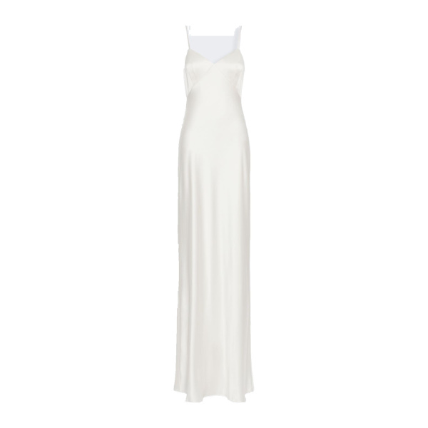 Max Mara Maroso Silk Satin Slip Dress in Silk White | Evening Gowns | Luxury Shoes 