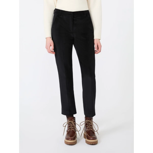 Max Mara Marruca Cotton Needlecord Cropped Trousers in Black | Tailored pants | Luxury Shoes 