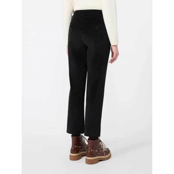 Max Mara Marruca Cotton Needlecord Cropped Trousers in Black | Tailored pants | Luxury Shoes 